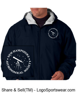 20. Nylon Hooded Jacket W/Fleece Lining - Navy Blue Design Zoom